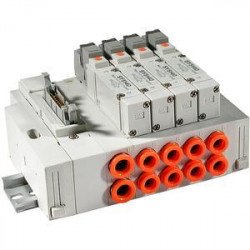 SS5Y5-45G, 5000 Series, Stacking Manifold, DIN Rail Mount, Flat Ribbon Cable Connector (PC Wiring System Compatible) SS5Y5-45G, 5000 Series, Stacking Manifold, DIN Rail Mount, Flat Ribbon Cable Connector (PC Wiring System Compatible)