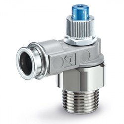 Speed Controllers, General Purpose, One-touch Fitting, Hexagon Wrench Adjusting & Indicator, All Metal Exterior, Elbow – ASB-H Speed Controllers, General Purpose, One-touch Fitting, Hexagon Wrench Adjusting & Indicator, All Metal Exterior, Elbow – ASB-H
