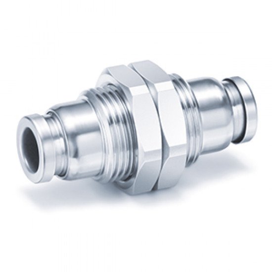 One-touch Fitting, FDA Compliant, 316 Stainless Steel, Bulkhead Union - KQG2E-00-F
