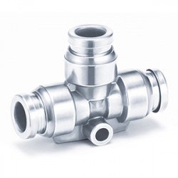 One-touch Fitting, FDA Compliant, 316 Stainless Steel, Union Tee - KQG2T-00-F One-touch Fitting, FDA Compliant, 316 Stainless Steel, Union Tee - KQG2T-00-F