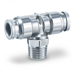 One-touch Fitting, FDA Compliant, 316 Stainless Steel, Male Branch Tee - KQG2T-F One-touch Fitting, FDA Compliant, 316 Stainless Steel, Male Branch Tee - KQG2T-F