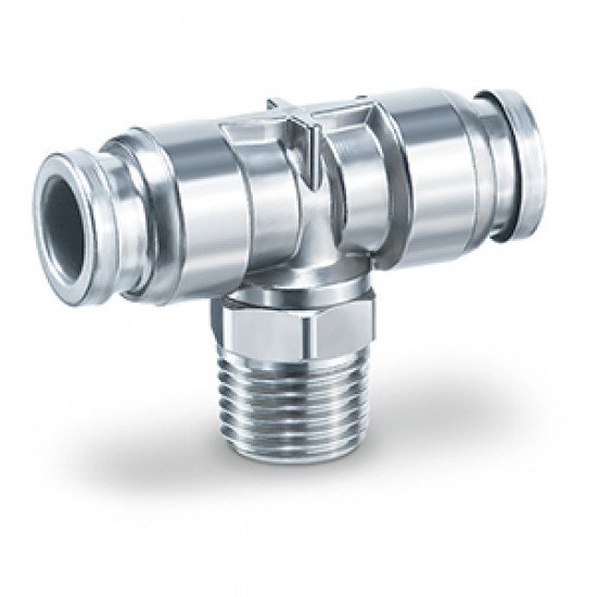 One-touch Fitting, FDA Compliant, 316 Stainless Steel, Male Branch Tee - KQG2T-F