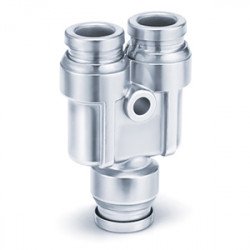 One-touch Fitting, FDA Compliant, 316 Stainless Steel, Union Y - KQG2U-00-F One-touch Fitting, FDA Compliant, 316 Stainless Steel, Union Y - KQG2U-00-F