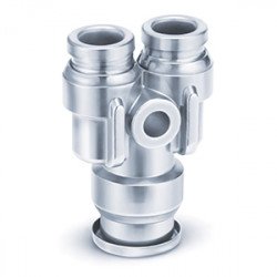 One-touch Fitting, FDA Compliant, 316 Stainless Steel, Different Diameter Union Y - KQG2U-F One-touch Fitting, FDA Compliant, 316 Stainless Steel, Different Diameter Union Y - KQG2U-F