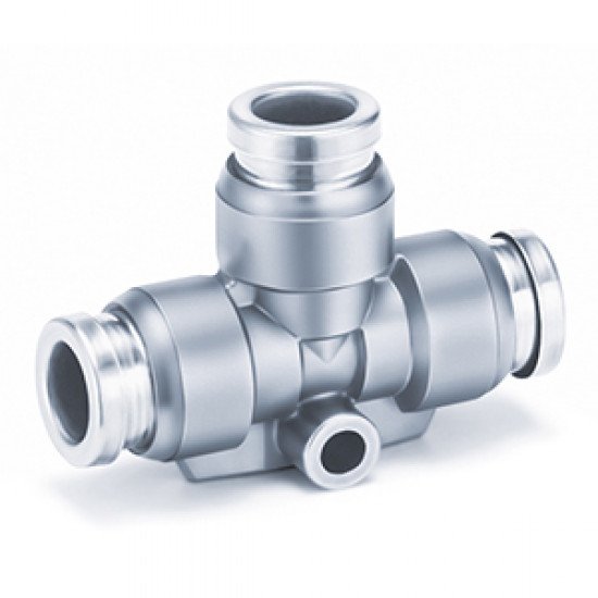 One-touch Fitting, FDA Compliant, SUS 304 and Electroless Nickel Plated Brass, Union Tee - KQB2T-00-F