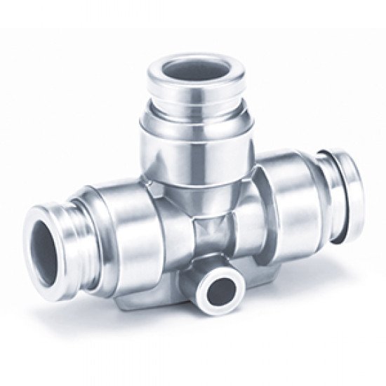 One-touch Fitting, FDA Compliant, SUS 304 and Electroless Nickel Plated Brass, Union Tee - KQB2T-00-F