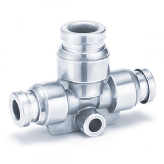 One-touch Fitting, FDA Compliant, SUS 304 and Electroless Nickel Plated Brass, Different Diameter Tee - KQB2T-F