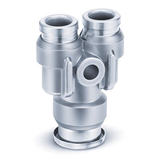 One-touch Fitting, FDA Compliant, SUS 304 and Electroless Nickel Plated Brass, Different Diameter Union Y - KQB2U-F