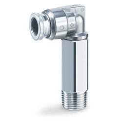 One-touch Fitting, FDA Compliant, SUS 304 and Electroless Nickel Plated Brass, Extended Male Elbow - KQB2W-F One-touch Fitting, FDA Compliant, SUS 304 and Electroless Nickel Plated Brass, Extended Male Elbow - KQB2W-F