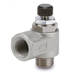 Speed Controllers, Low Speed, One-touch Fitting, Threaded Port, Metal Body, Elbow - AS*2*0M