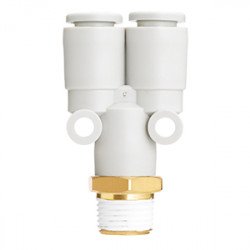 One Touch Fitting, General Purpose, Tube-Male Thread Connection, Branch "Y" - KQ2U