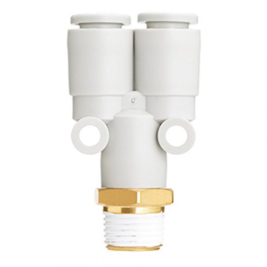One Touch Fitting, General Purpose, Tube-Male Thread Connection, Branch "Y" - KQ2U