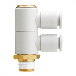 One Touch Fitting, General Purpose, Tube-Male Thread Connection, Double Universal Male Elbow - KQ2VD