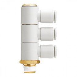 One Touch Fitting, General Purpose, Tube-Male Thread Connection, Triple Universal Male Elbow - KQ2VT