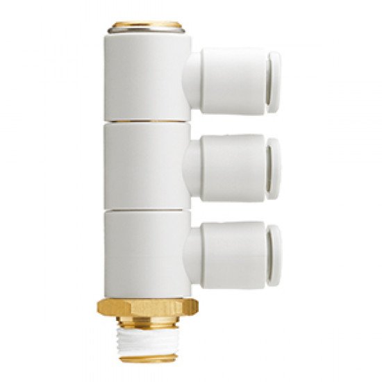 One Touch Fitting, General Purpose, Tube-Male Thread Connection, Triple Universal Male Elbow - KQ2VT