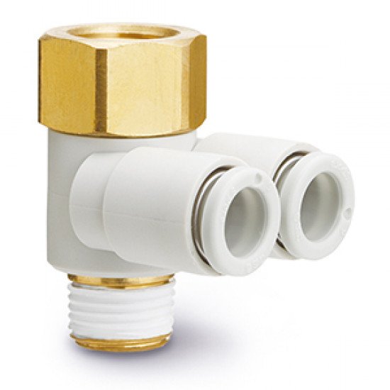 One Touch Fitting, General Purpose, Tube-Female Thread Connection, Branch Universal Female Elbow - KQ2ZF