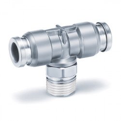 One Touch Fitting, Tube-Male Thread Connection, Inch Size UNF, NPT, Male Branch Tee - KQB2T