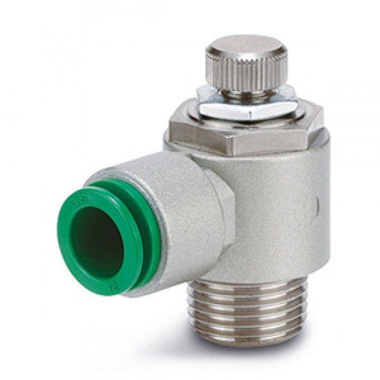 Speed Controllers, General Purpose, One-touch Fitting, Simple Handle, Metal Body, Elbow - AS*2*1-F