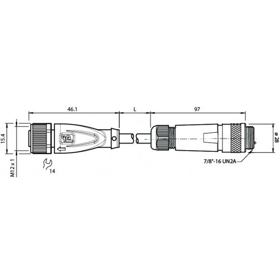 Connection cable V1-G-BK5M-PVC-U-YV96S