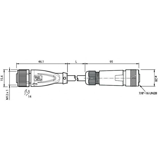 Connection cable V1-G-BK5M-PVC-U-YV96