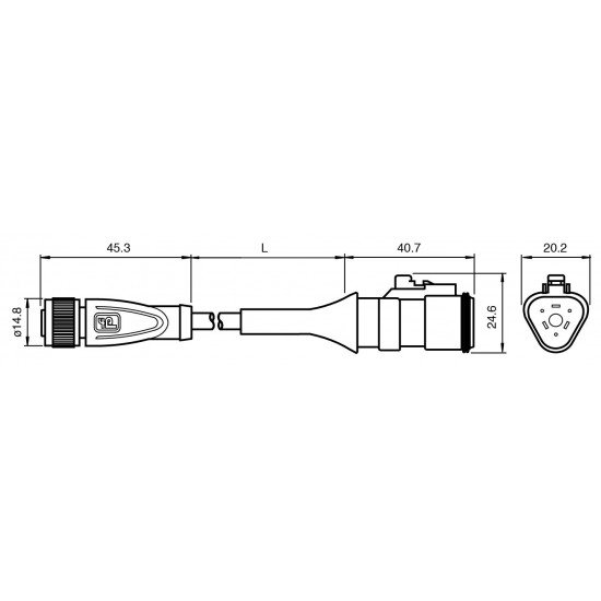 Female connector V11-G-BK1M-PUR-3DT06
