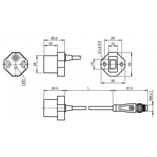 Inductive positioning system PMI14V-F112-U-IO-2M-V31