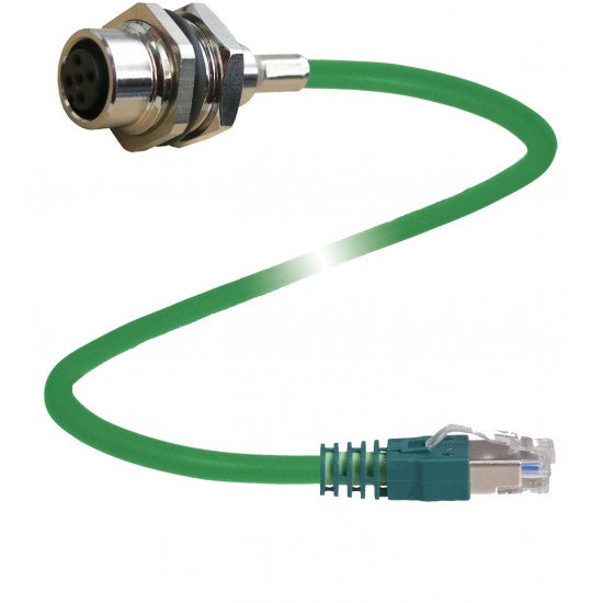 Connection cable, Ethernet V1D-M16H-GN1M-PUR-E1S-V45-G Connection cable, Ethernet V1D-M16H-GN1M-PUR-E1S-V45-G