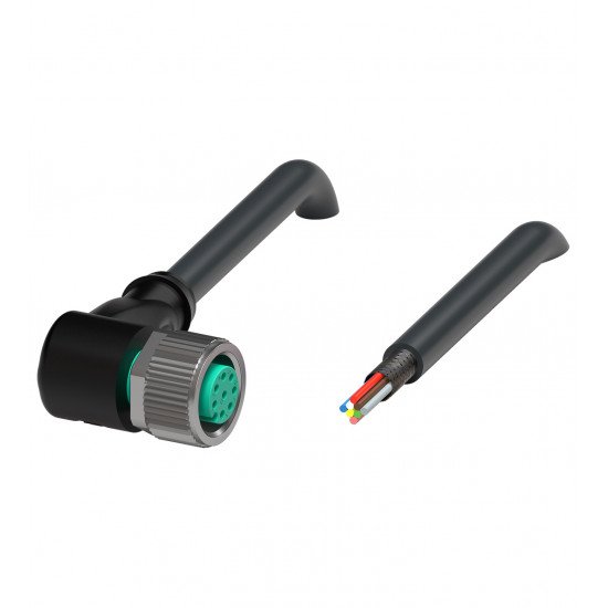 Cable socket, shielded V19-W-BK0,4M-PUR-U/ABG