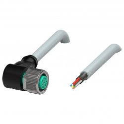 Cable socket, shielded V19+90-W-1M-PUR-ABG