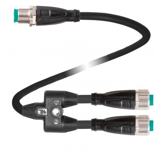 Y connection cable V1-G-BK0,5M-PUR-T-0,1M-V1-G-Y Y connection cable V1-G-BK0,5M-PUR-T-0,1M-V1-G-Y